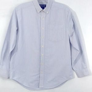 Lands End Striped Button Front Oxford Shirt 14